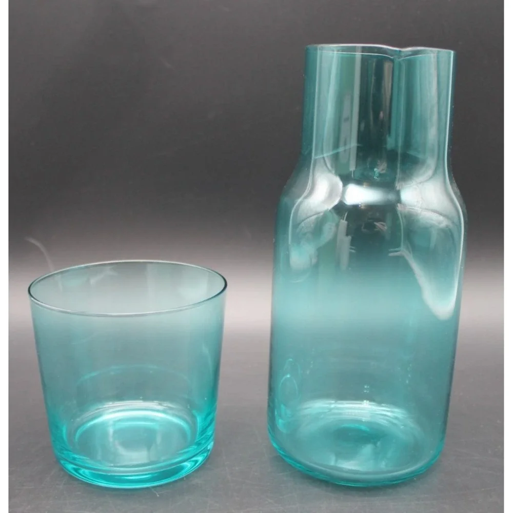 Jonathan Adler Biba Bedside Carafe Set Carafe Cup Blue Glass NEW IN BOX